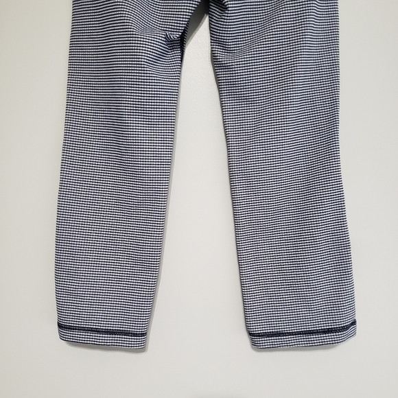 Lululemon Cropped Leggings Women 10 Navy Blue White Gingham Checkered Preppy - Picture 6 of 13